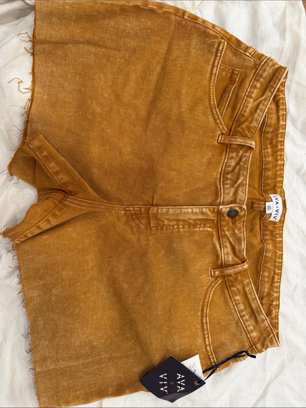 ‼️FINAL SALE‼️Ava & Viv Golden Mustard Denim Cutoff Shorts 16W